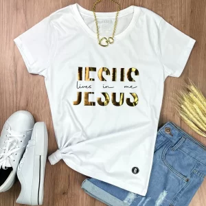 Camiseta Feminina Preta Jesus Lives In Me - Imagem 3