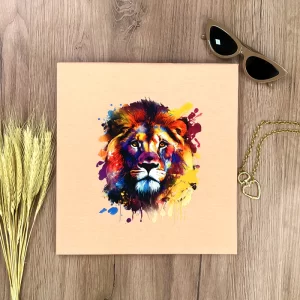 Camiseta Feminina Preta Leão Colorido - Imagem 6
