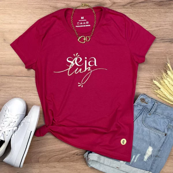 Camiseta Feminina Branca Seja Luz