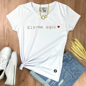 Camiseta Feminina Preta Eis-me aqui - Imagem 3