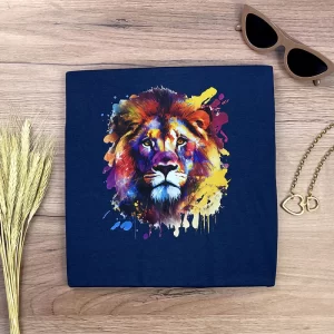 Camiseta Feminina Preta Leão Colorido - Imagem 14