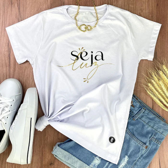 Camiseta Feminina Branca Seja Luz - Imagem 1