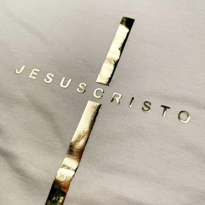 Camiseta Feminina Preta Cruz Dourada Jesus Cristo - Imagem 8