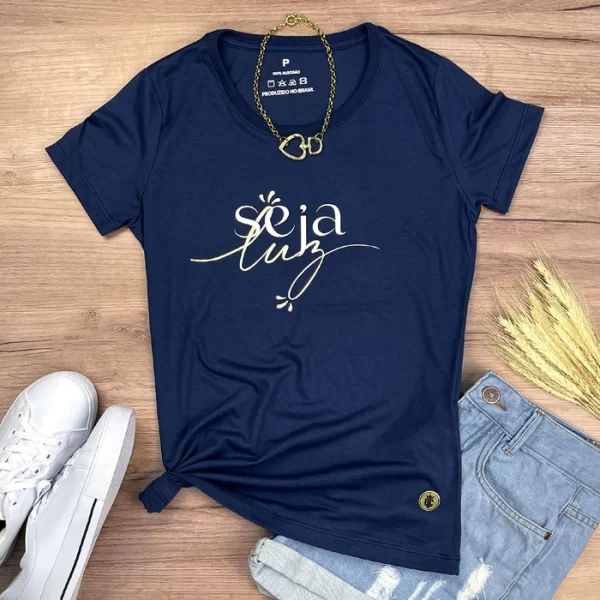 Camiseta Feminina Branca Seja Luz