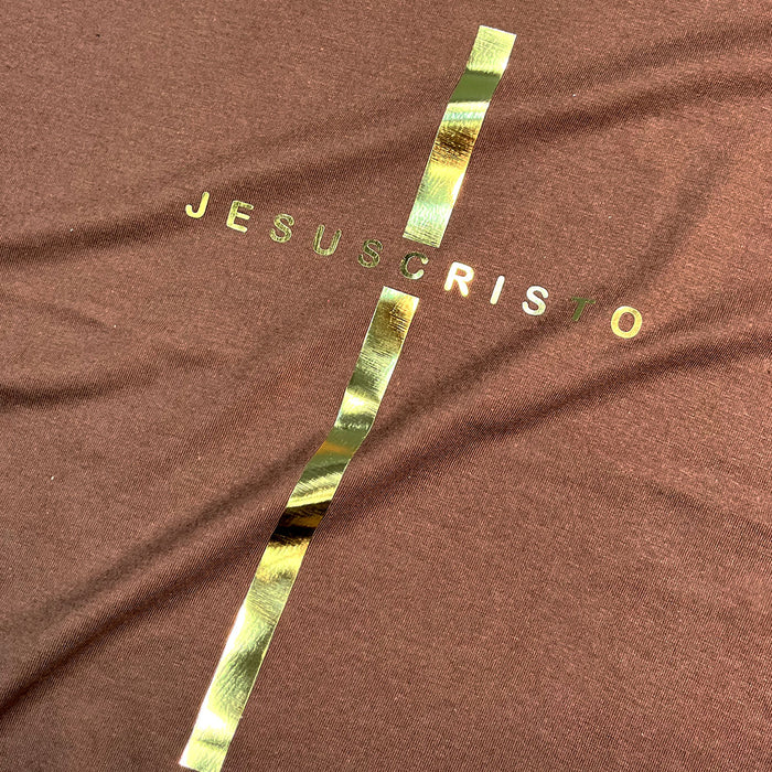 Camiseta Feminina Preta Cruz Dourada Jesus Cristo - Imagem 6