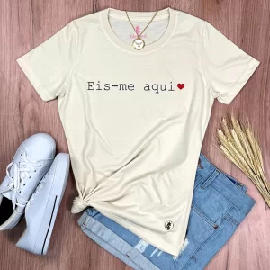 Camiseta Feminina Preta Eis-me aqui - Imagem 5
