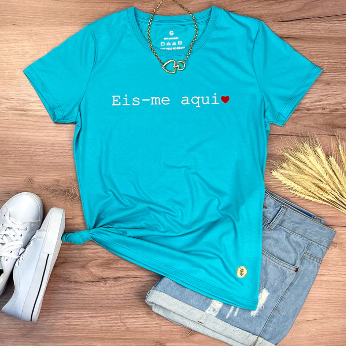 Camiseta Feminina Preta Eis-me aqui - Imagem 7