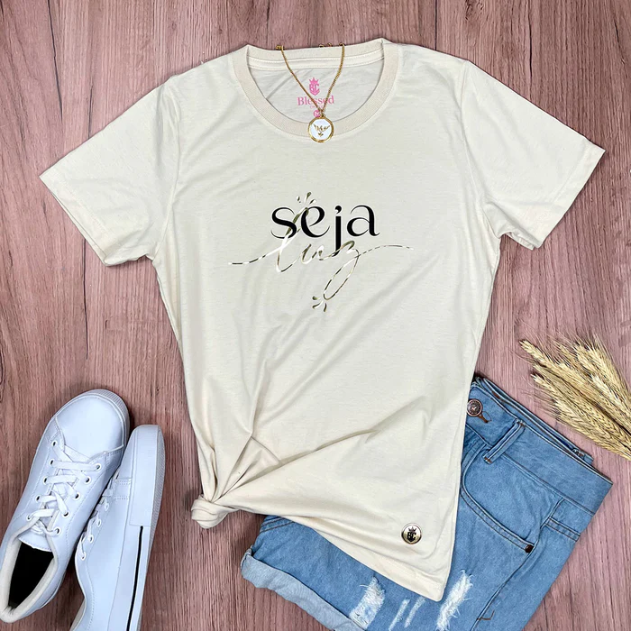 Camiseta Feminina Branca Seja Luz - Imagem 9