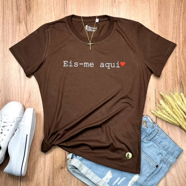 Camiseta Feminina Preta Eis-me aqui