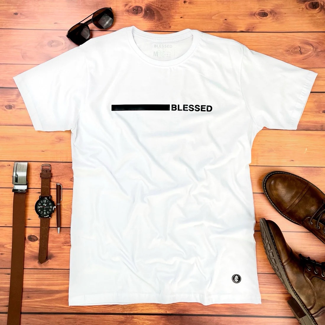 Camiseta Masculina Branca Blessed - Imagem 1