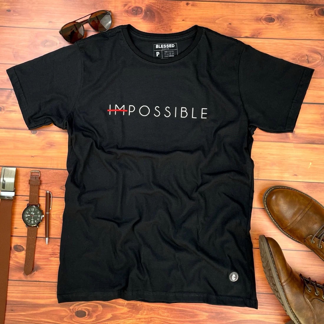 Camiseta Masculina Preta Impossible - Imagem 1