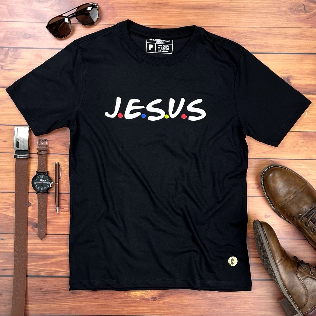 Camiseta Masculina Preta J.E.S.U.S - Imagem 1