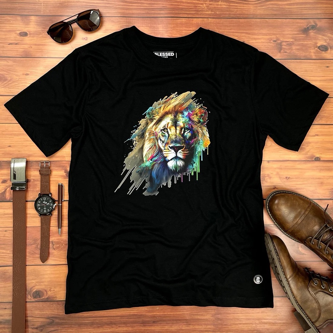 Camiseta Masculina Preta Leão - Imagem 1