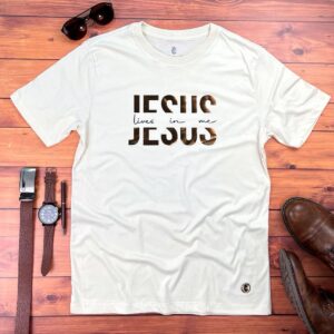 Camiseta Masculina Off White Jesus Lives In Me - Imagem 1