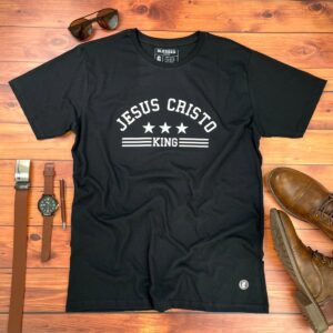 Camiseta Masculina preta Jesus Cristo King - Imagem 1