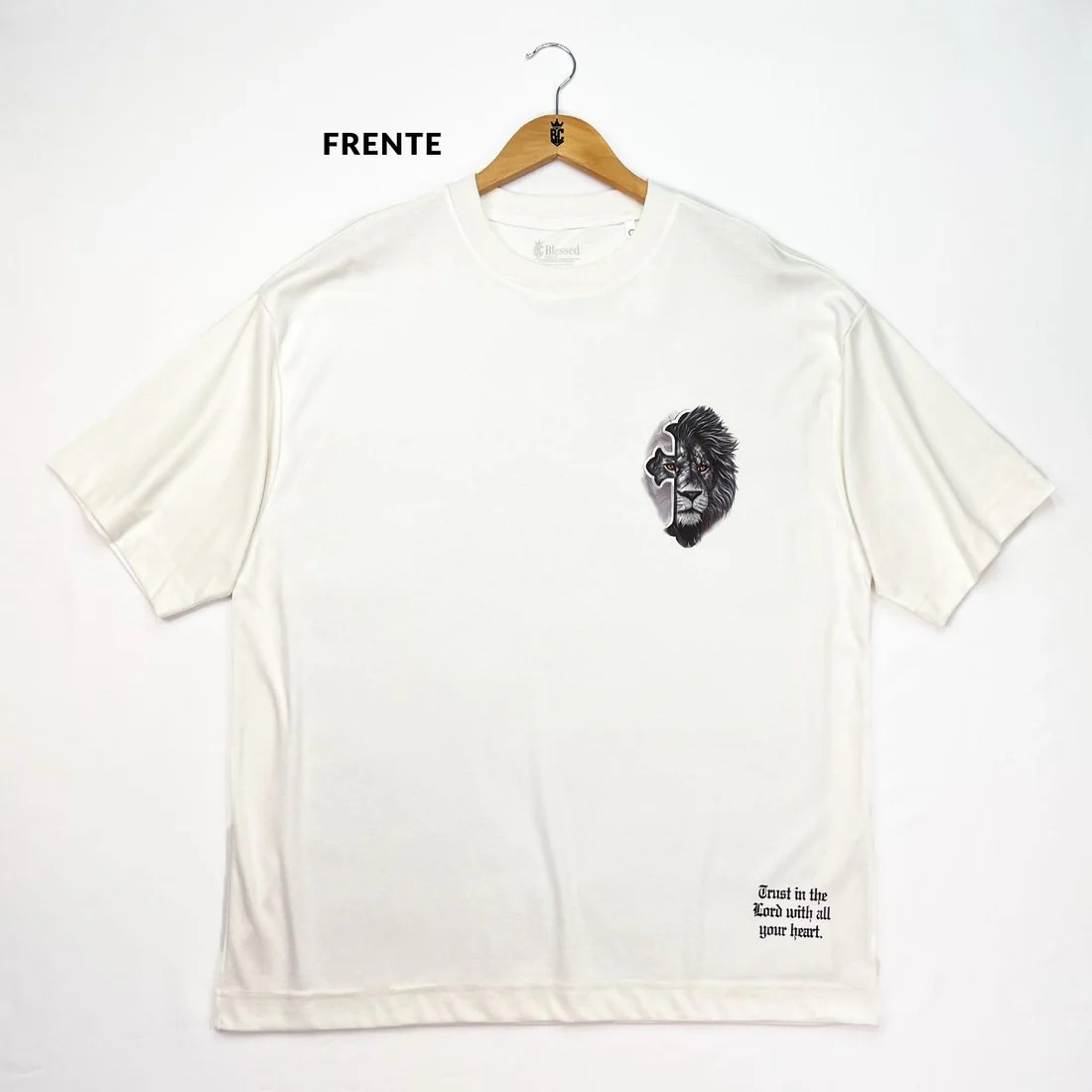 Oversized Off White Full Leão Cruz Cinza - Imagem 1