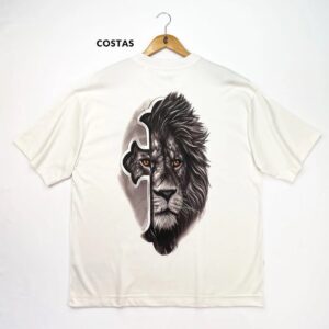 Oversized Off White Full Leão Cruz Cinza - Imagem 2