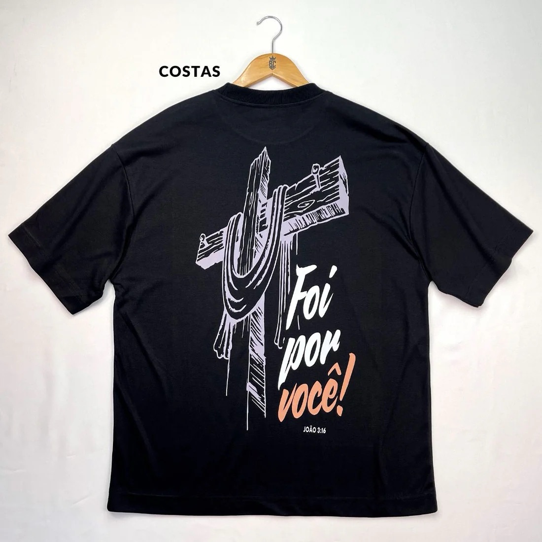 Oversized Preta Full Cruz Foi Por Você! - Imagem 2