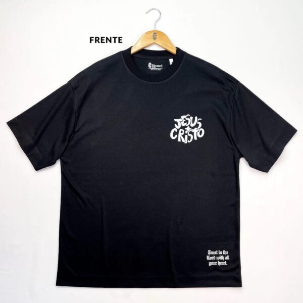 Oversized Preta Full Jesus Cristo Grafite