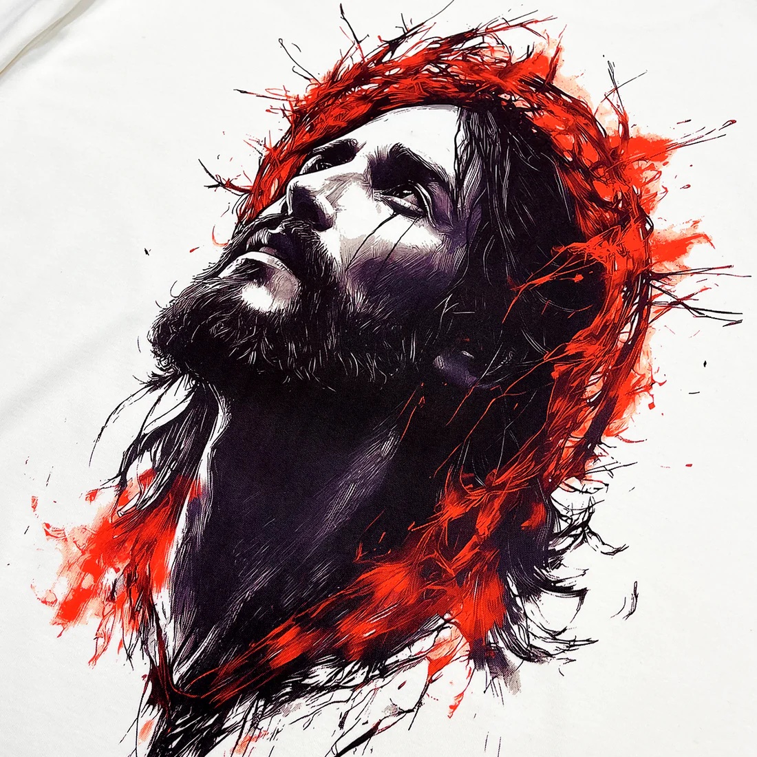 Oversized Off White Full Jesus Chorou - Imagem 1