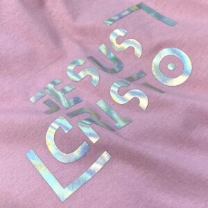 Camiseta Feminina Rosa Jesus Cristo Holográfico - Imagem 3