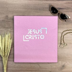 Camiseta Feminina Rosa Jesus Cristo Holográfico - Imagem 2