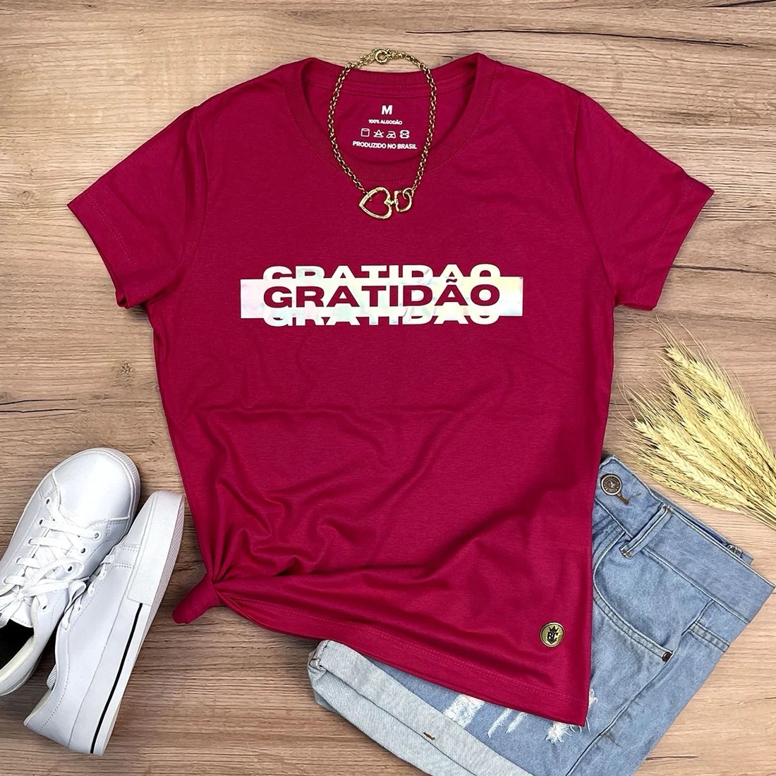 Camiseta Feminina Pink Gratidão - Imagem 1