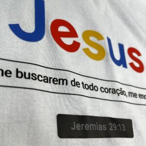 Camiseta Feminina Branca Jesus Se me buscarem de todo coração, me encontrarão - Imagem 2