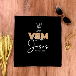 Camiseta Feminina Preta Ora Vem Senhor Jesus - Imagem 2