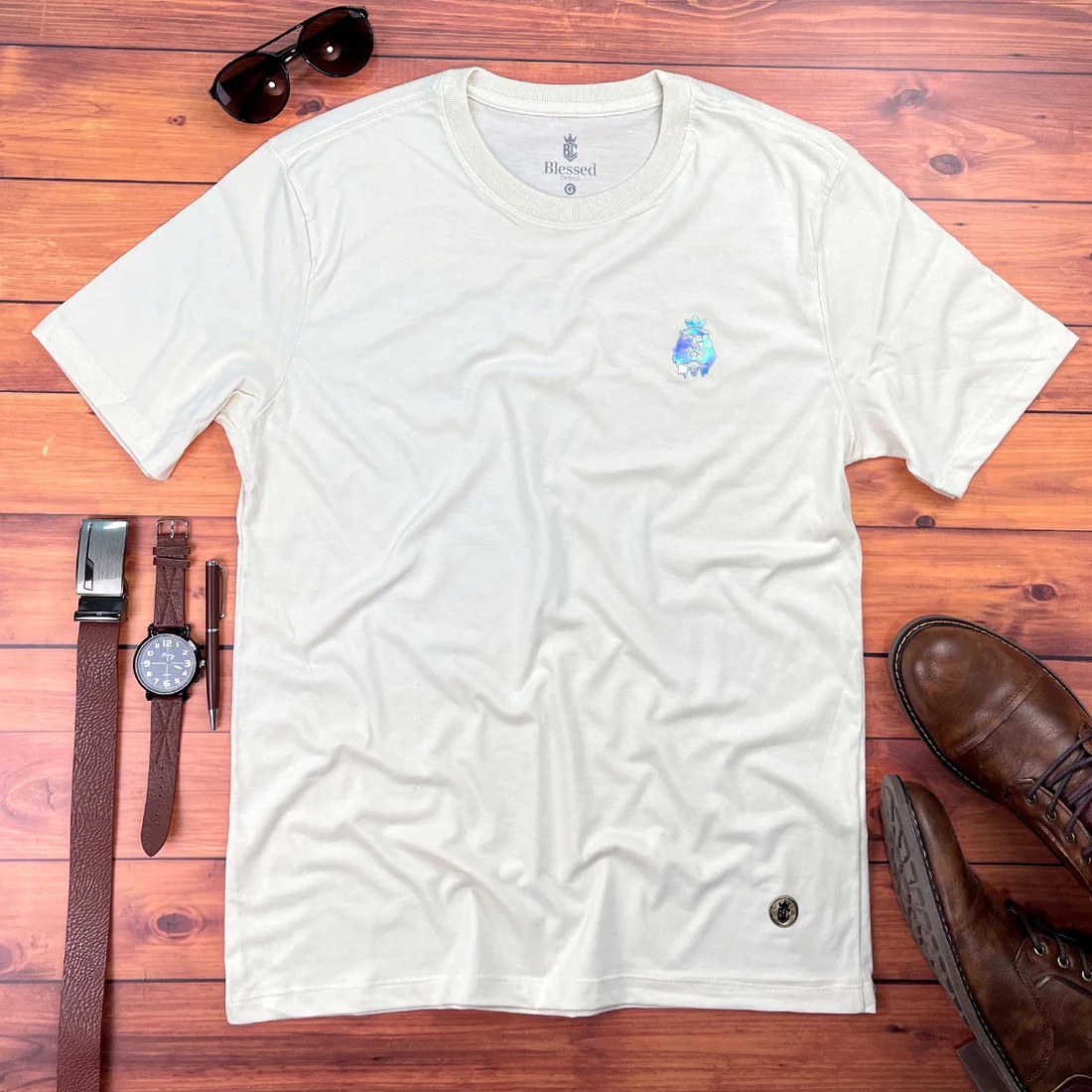 Camiseta Masculina Preta Cordeiro e Leão Holográfico - Imagem 2