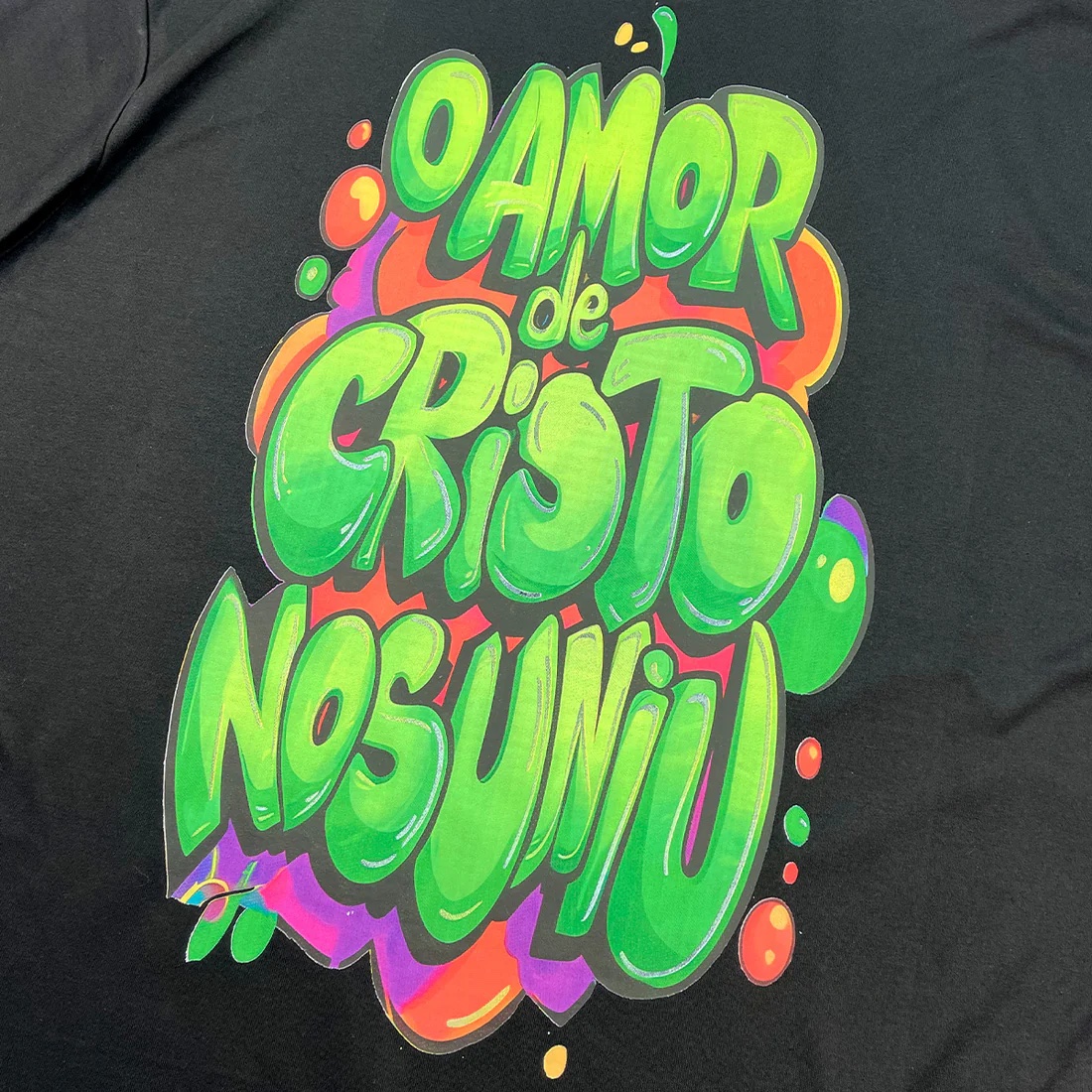 Oversized Preta Full O Amor De Cristo Nos Uniu - Imagem 2