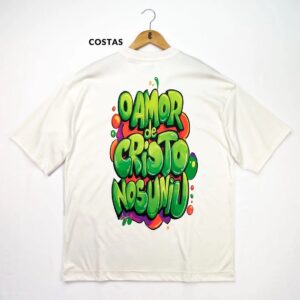 Oversized Preta Full O Amor De Cristo Nos Uniu - Imagem 5