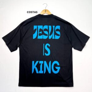 Oversized Preta Full Jesus Is King Azul - Imagem 2