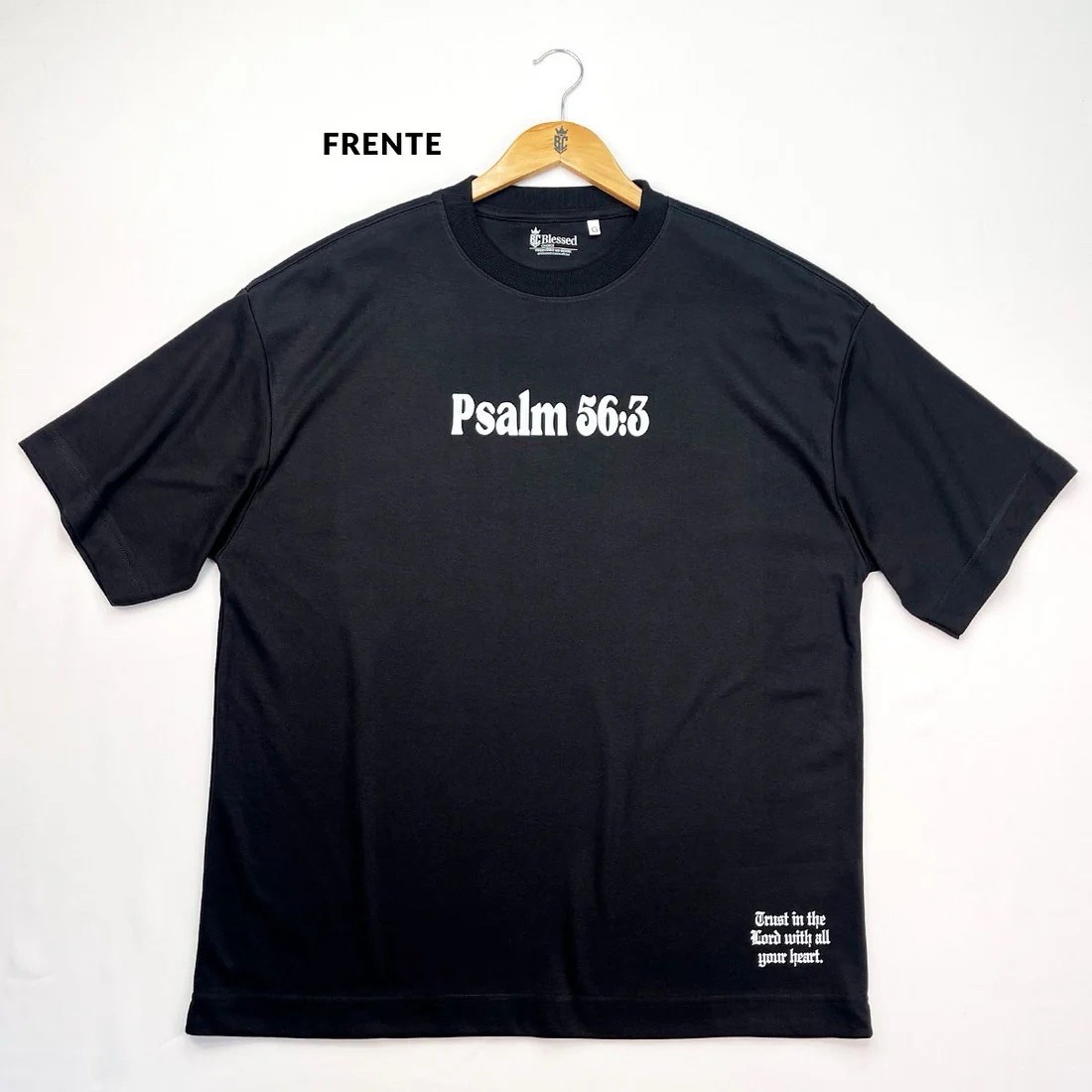 Oversized Preta Full Faith Over Fear Psalm 56:3 - Imagem 1