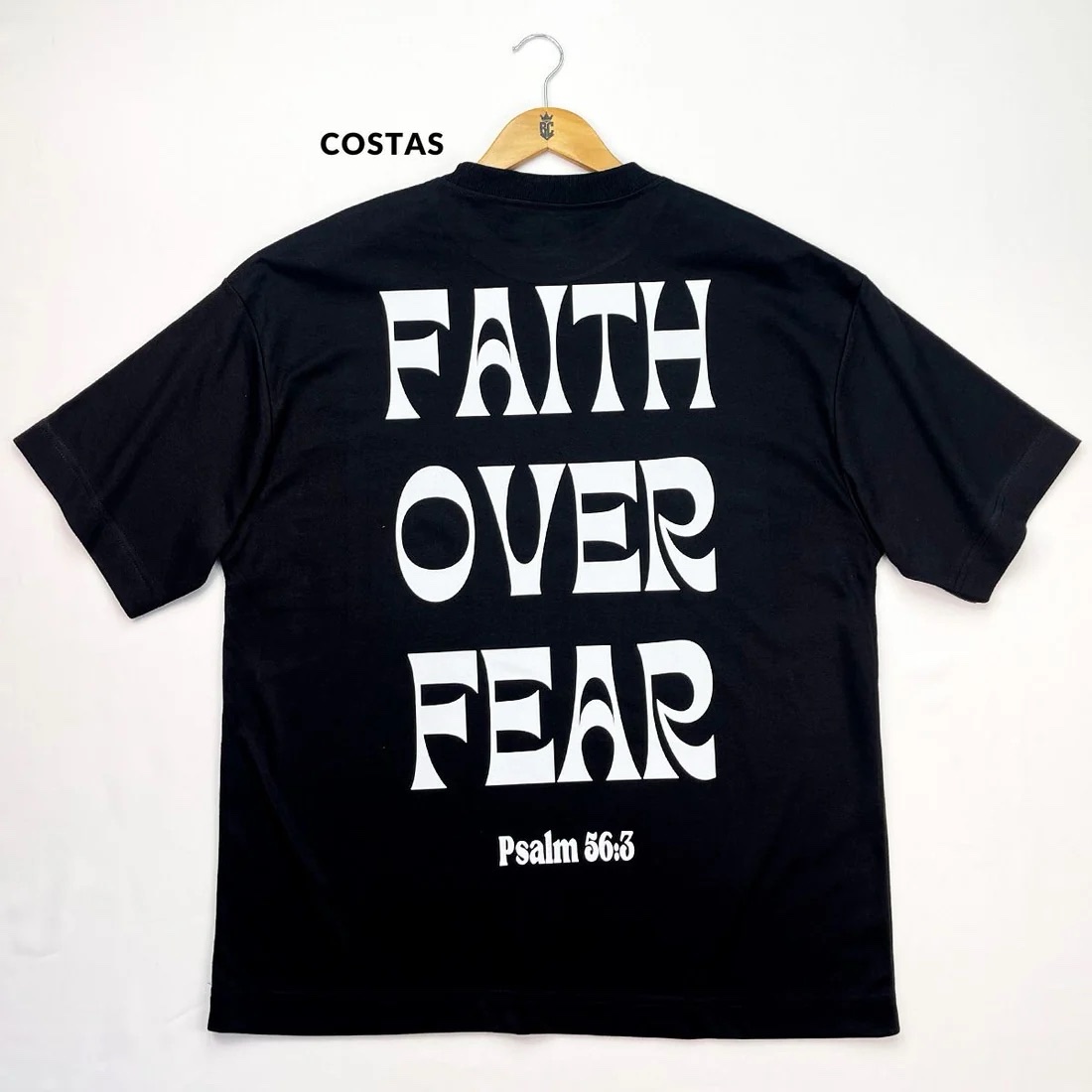 Oversized Preta Full Faith Over Fear Psalm 56:3 - Imagem 2