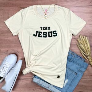 Camiseta Feminina Off White Team Jesus - Imagem 1