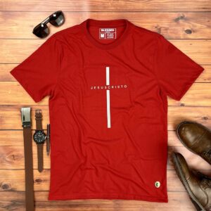Camiseta Masculina Preta Cruz Prata Jesus Cristo - Imagem 4