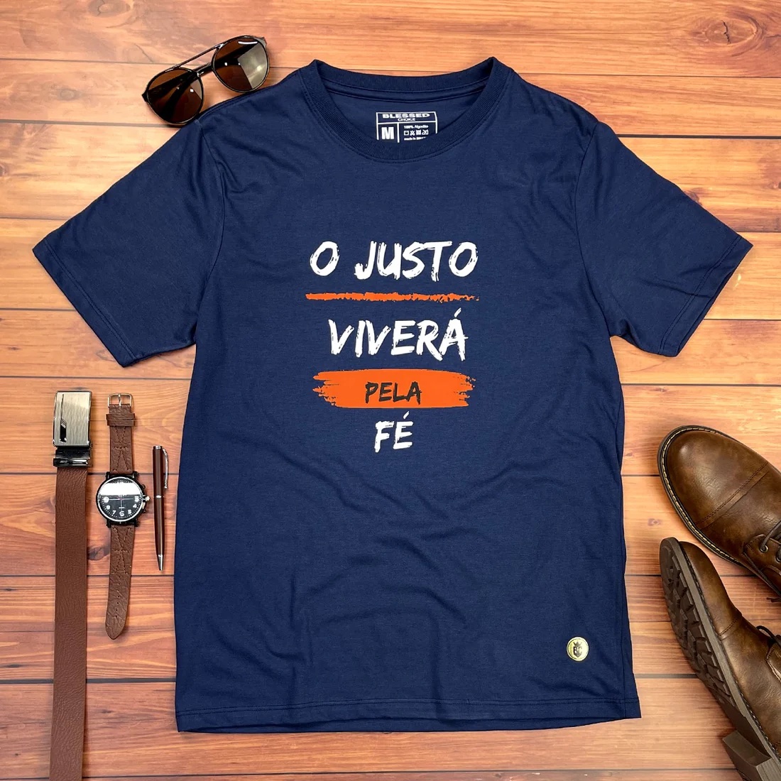 Camiseta Masculina Preta O Justo Viverá Pela Fé - Imagem 3