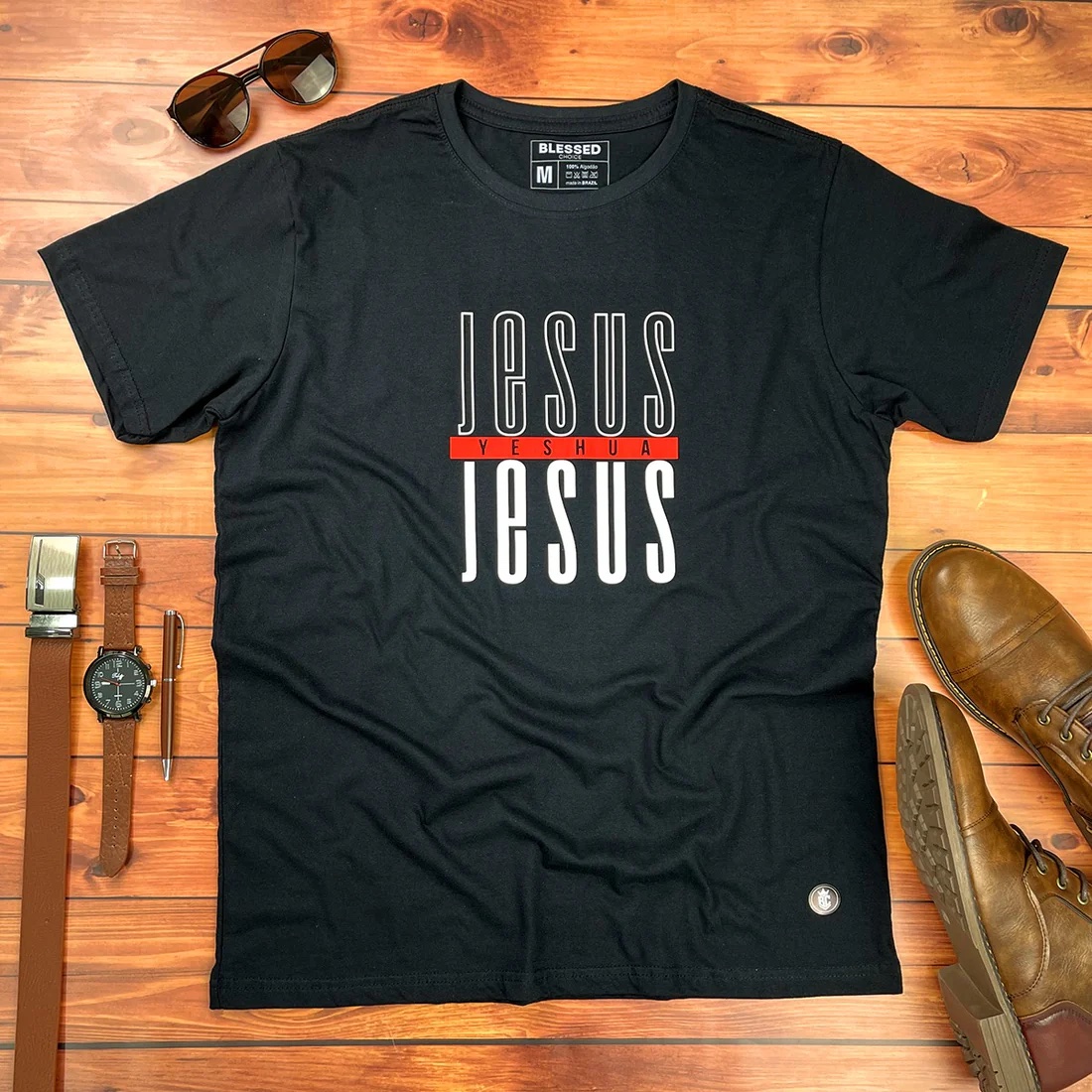 Camiseta Masculina Cinza Jesus Yeshua - Imagem 4