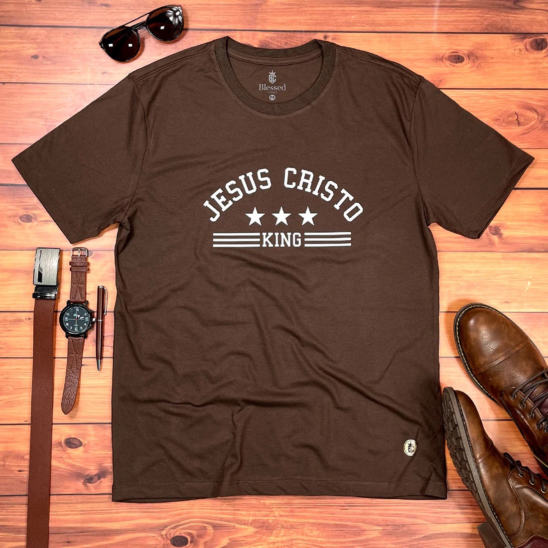 Camiseta Masculina preta Jesus Cristo King - Imagem 5