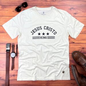 Camiseta Masculina preta Jesus Cristo King - Imagem 6
