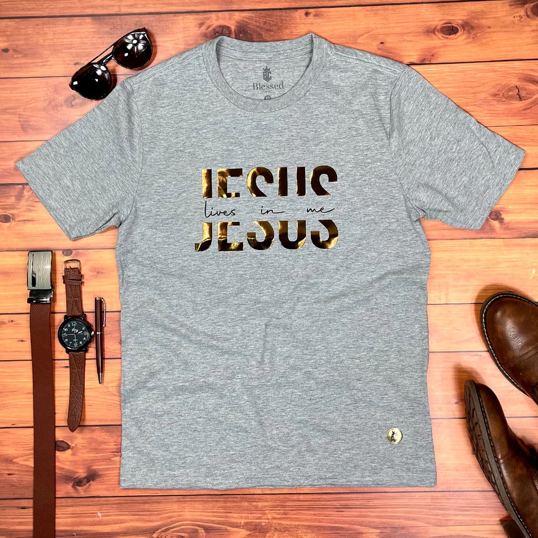 Camiseta Masculina Off White Jesus Lives In Me - Imagem 3