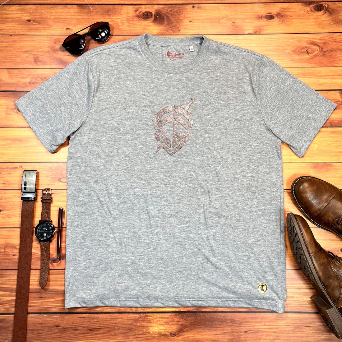 Camiseta Masculina Preta Escudo Fé - Imagem 4