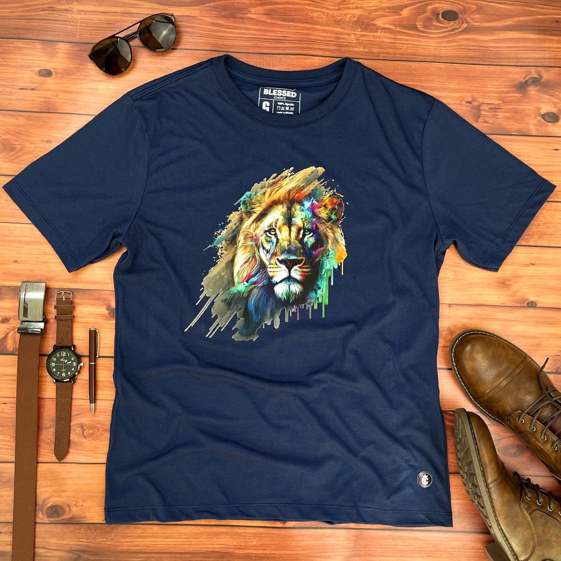 Camiseta Masculina Preta Leão - Imagem 5