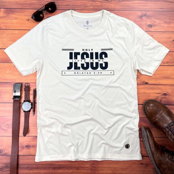 Camiseta Masculina Preta Holy Jesus Lives In