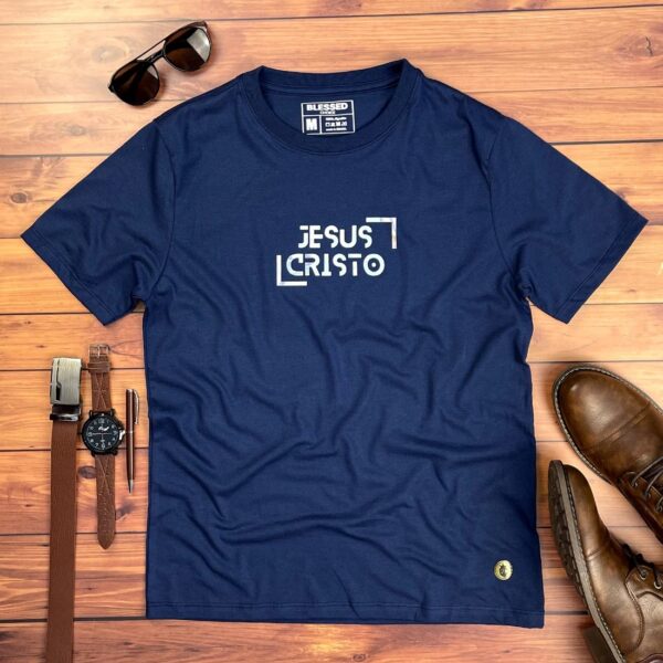Camiseta Masculina Preta Jesus Cristo Holográfico