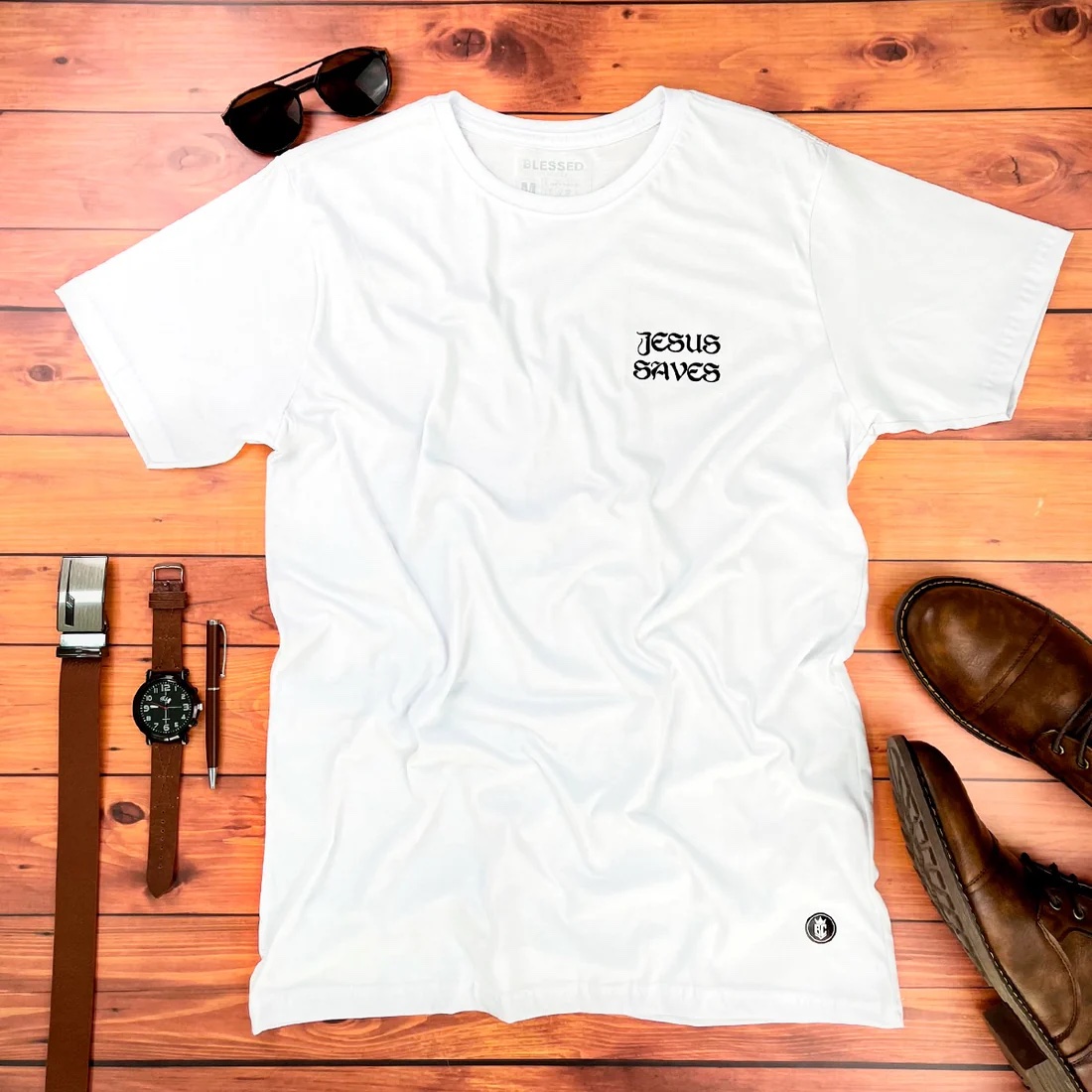 Camiseta Masculina Preta Jesus saves - Imagem 2
