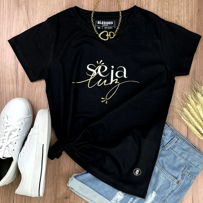 Camiseta Feminina Branca Seja Luz - Imagem 7