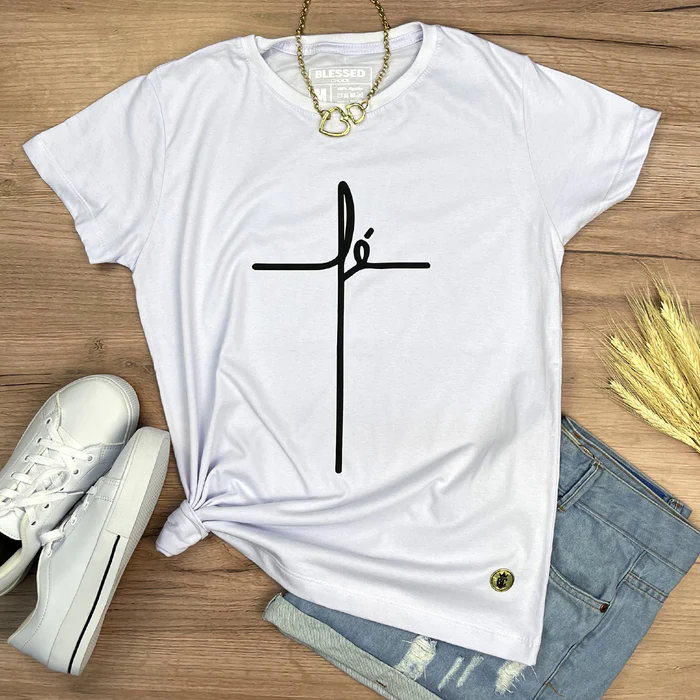 Camiseta Feminina Branca Fé - Imagem 1