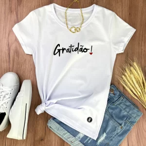 Camiseta Feminina Branca Gratidão! - Imagem 1